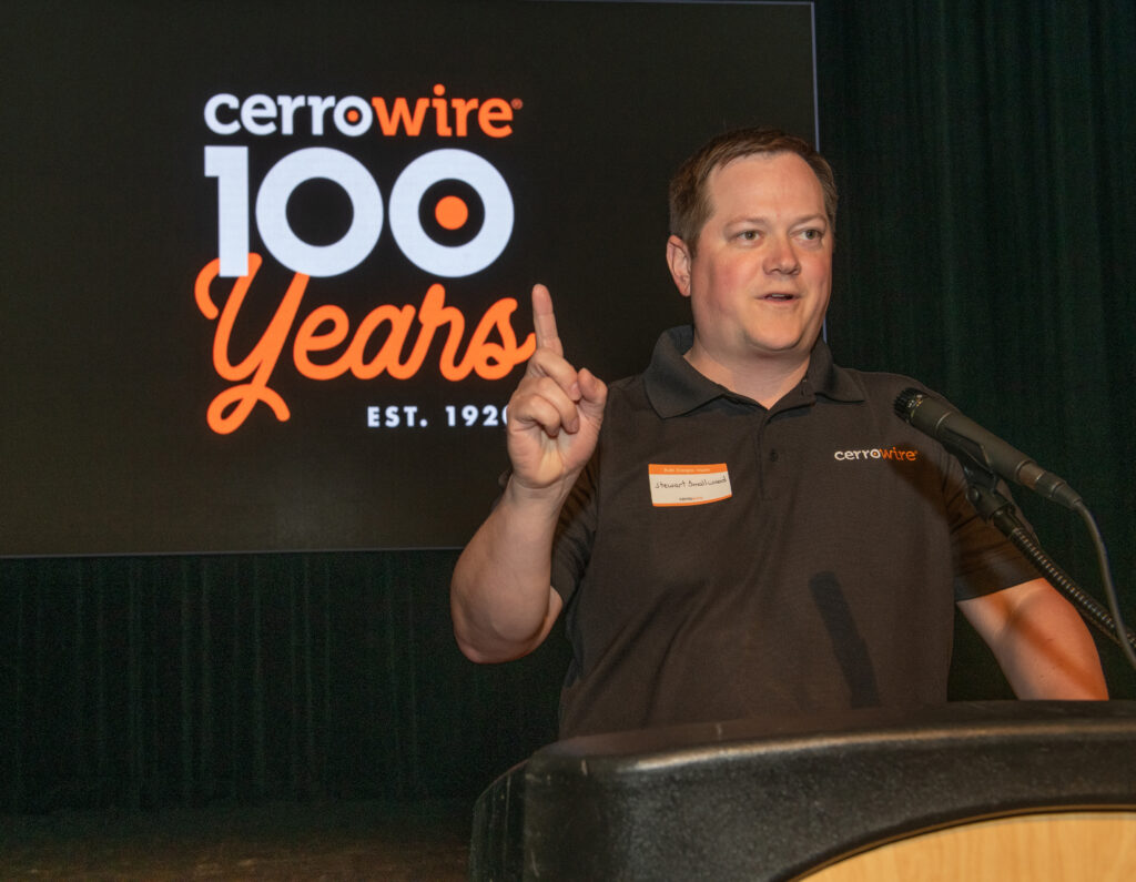 President Stewart Smallwood speaks to the crowd at Cerrowire’s 100-Year Anniversary Celebration in Carrollton, Georgia.